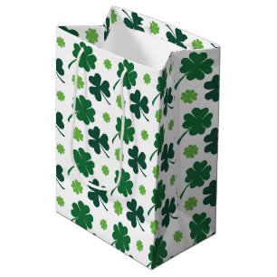 Süße Shamrocks vierblättrige Kleeblätter Kachel Mu Mittlere Geschenktüte