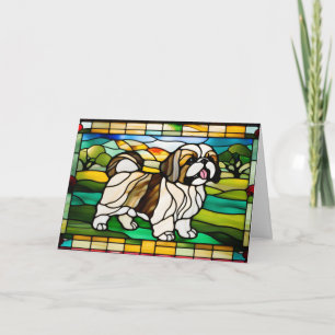 Süße Shih Tzu-Buntglas-Karte Karte