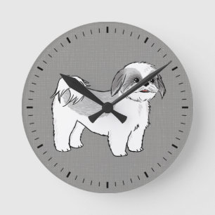 Süße Shih Tzu-Hundezeichnung Runde Wanduhr