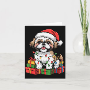 Süße Shih Tzu Weihnachtsmannmütze Weihnachten Xmas Karte