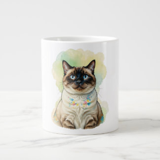 Süße Siamesische Katze Blaue Augen Aquarell Hausti Jumbo-Tasse
