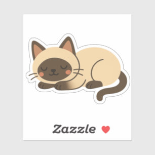 Süße siamesische Katze schlafend – Kawaii-Stil Aufkleber