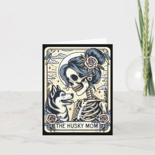 Süße Sibirische Husky-Mama Tarotkarte Skelett Husk Karte