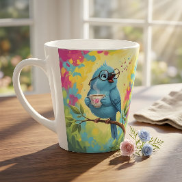 Süße singende Blaue Vogel Latte Tasse