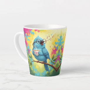 Süße singende Blaue Vogel Latte Tasse