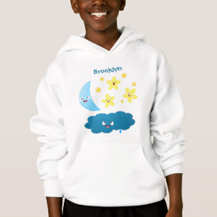Süße singende Sterne, Mond und Wolken-Cartoon Hoodie