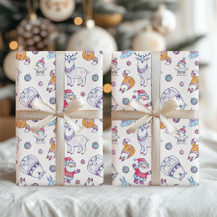 Süße skandinavische Doodle-Weihnachtsmuster Geschenkpapier