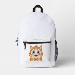 Süße Skelett-Gesichtsbemalung Ingwerkatze Hallowee Bedruckter Rucksack