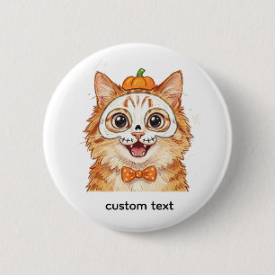 Süße Skelett-Gesichtsbemalung Ingwerkatze Hallowee Button