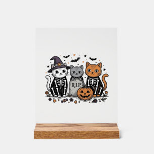 Süße Skelett Katzen Halloween Vintage Gravur Shi Acrylschild