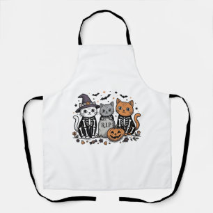 Süße Skelett Katzen Halloween Vintage Gravur Shi Schürze