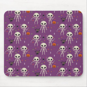 Süße Skelette Halloween-Muster Lila Mousepad