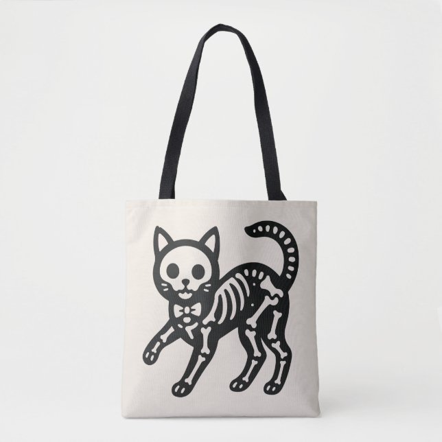 Süße Skelettkatze Tasche (Vorderseite)