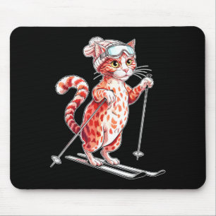 Süße Skikatze mit Schutzbrille Männer Frauen Mousepad