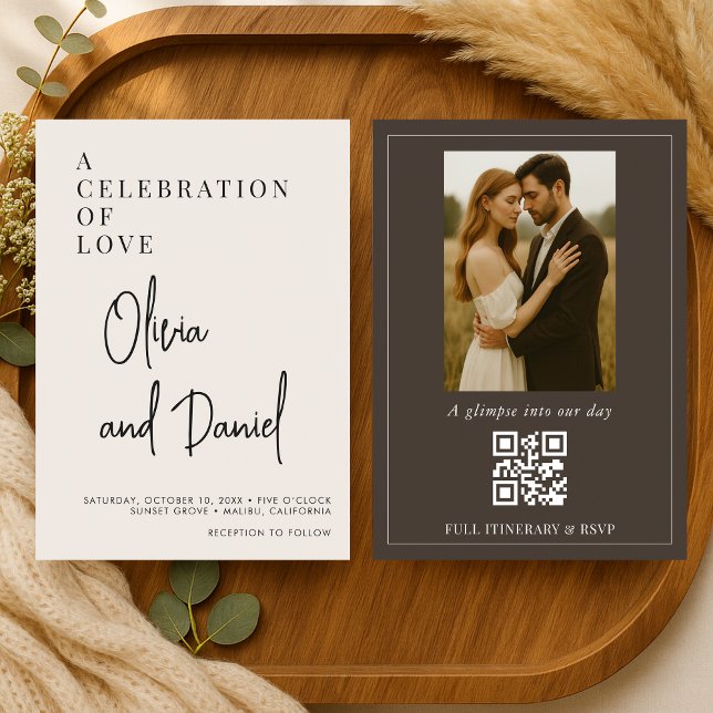 Süße Skript-Foto-QR-Code-Hochzeit Einladung (Von Creator hochgeladen)