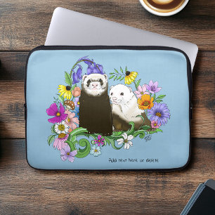 Süße skurrile blaue niedliche florale Frettchen-Pa Laptopschutzhülle