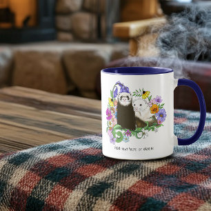 Süße skurrile blaue niedliche florale Frettchen-Pa Tasse