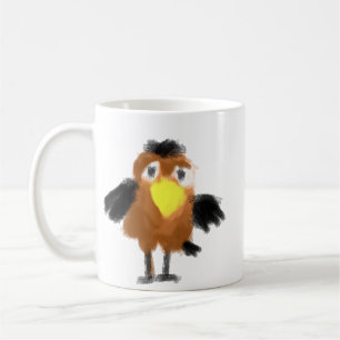 Süße skurrile braune Vogel-Digitalillustration Tas Kaffeetasse