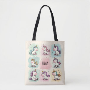 Süße skurrile Einhorn-Kritzeleien Tasche