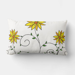 Süße skurrile gelbe Blumen Doodle-Kunst Lendenkissen