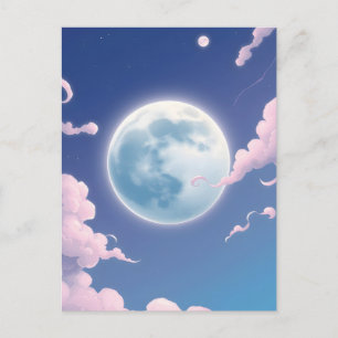 Süße, skurrile Illustration des Mondes am Nachthim Postkarte