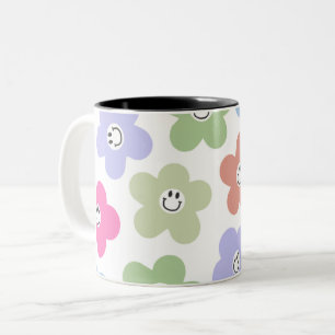 süße Smiley-Blumen-Tasse/Gänseblümchen Pastell-Äst Zweifarbige Tasse