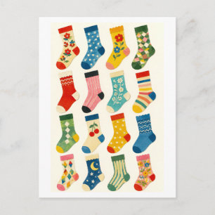Süße Socken-Collage Postkarte