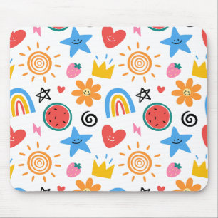 Süße Sommer-Doodle Whimsical-Nahtloses Muster Mousepad