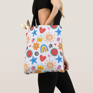 Süße Sommer-Doodle Whimsical-Nahtloses Muster Tasche