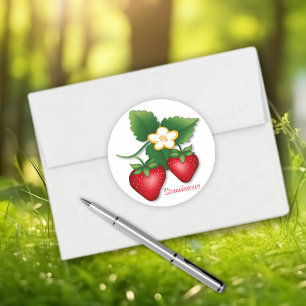 Süße Sommer-Erdbeerfrucht Runder Aufkleber