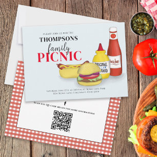 Süße Sommer-Picknick-Gingham-QR-Code-Social-Media Einladung