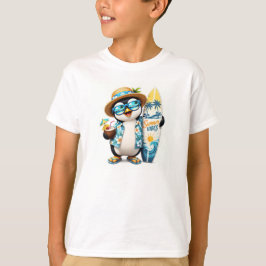 Süße Sommer-Pinguin-Surfing-Vibes-Kinder-T-Shirt T-Shirt