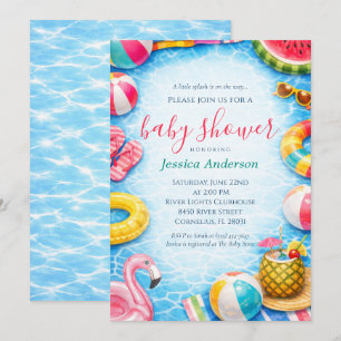 Süße Sommer-Poolparty-Baby-Shower Einladung