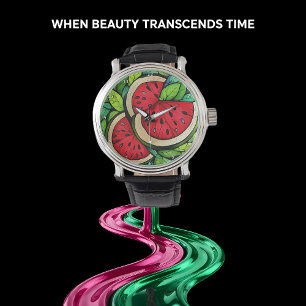 "Süße Sommer-Scheibe" - Wassermelonen-Wanduhr  Armbanduhr