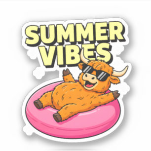 Süße Sommer-Vibes Highland-Kuh-Sonnenbrille Aufkleber