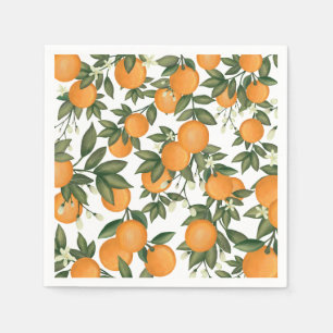 Süße Sommer-Zitrus-Botanik-Orangen Grünpflanzen Serviette