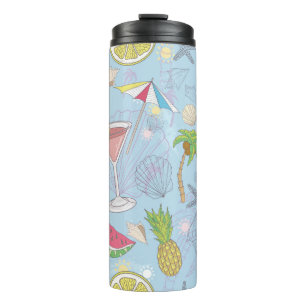 Süße Sommerillustrationsmuster mit Wassermelone,  Thermosbecher
