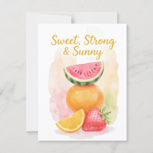 Süße Sommerlaune – Frucht-Postkarte in Aquarell Postkarte