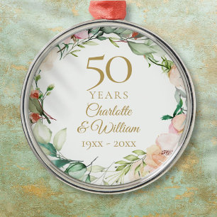 Süße Sommerrosen-Girlande 50. Hochzeitstag Ornament Aus Metall