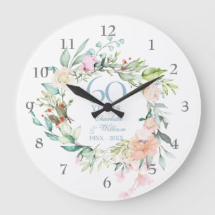 Süße Sommerrosen-Girlande 60. / 75. Jubiläum Große Wanduhr