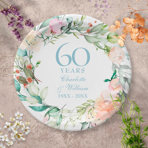 Süße Sommerrosen-Girlande 60. / 75. Jubiläum Pappteller