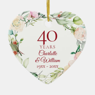 Süße Sommerrosen-Girlande zum 40. Jubiläum Keramik Ornament