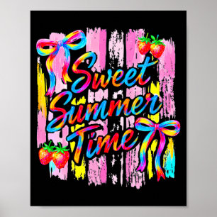 Süße Sommerzeit Erdbeer Rosa Kokette Schleife Poster