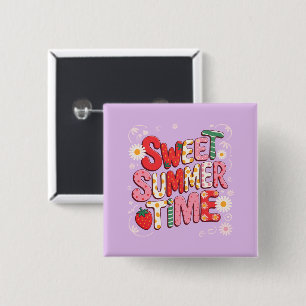 Süße Sommerzeit Kokette Erdbeere Retro Strand  Button