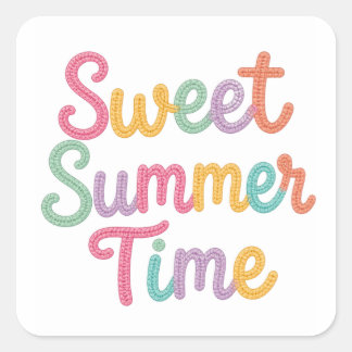 Süße Sommerzeit-Pastell-Stricktext Quadratischer Aufkleber