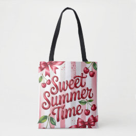 Süße Sommerzeit Rote Kirschen und rosa Schleifen Tasche