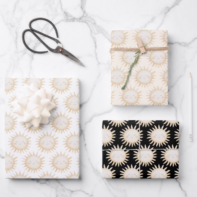 Süße Sonnen Hintergrund Geschenkpapier Set (Vorderseite)