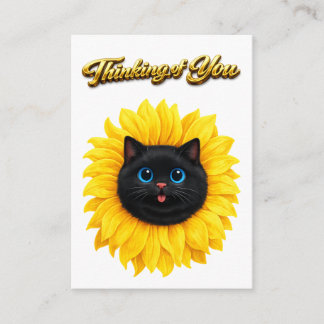 Süße Sonnenblume Schwarze Katzengesicht Denkt an D Begleitkarte