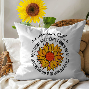 Süße Sonnenblumen Bibelvers Schrift Proverbien 31 Kissen