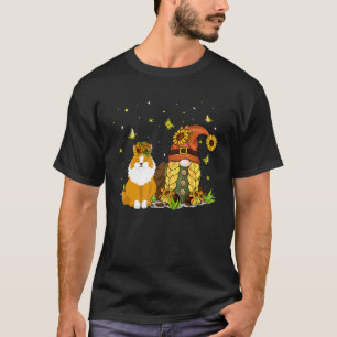 Süße Sonnenblumen-Gnom mit norwegischer Waldkatze- T-Shirt